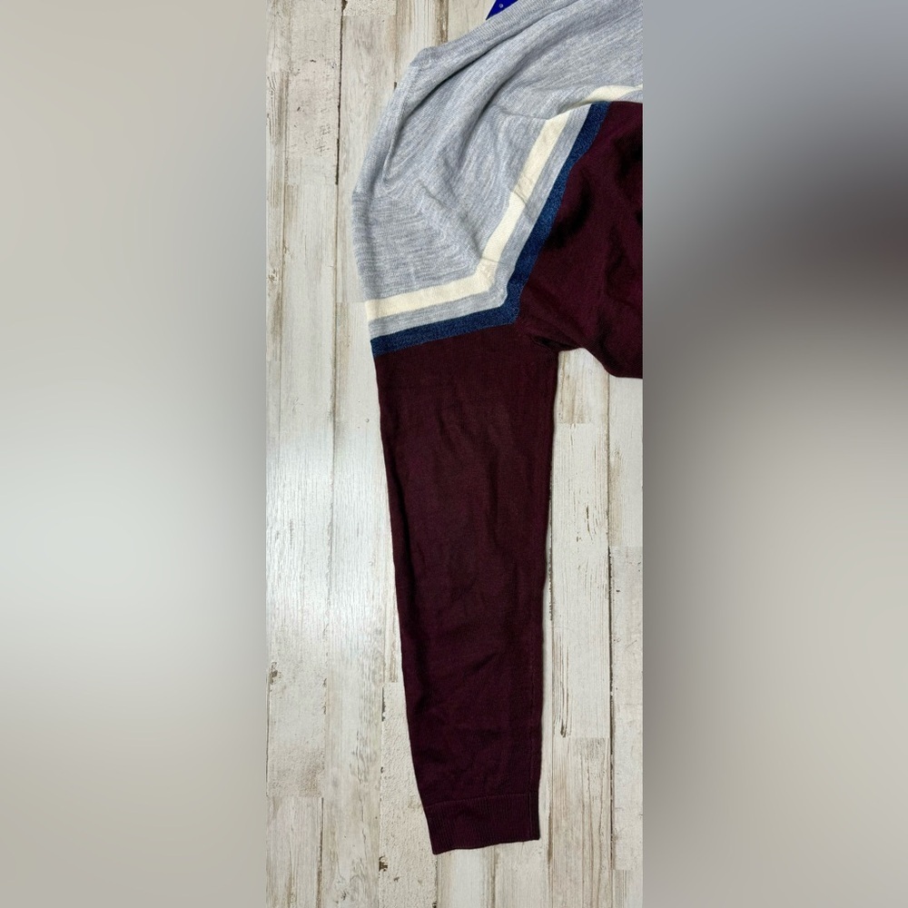 Apt 9 Seriously Soft Merino Wool Blend Sweater Mens XL Burgundy Colorblock NWT - Picture 8 of 13